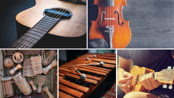 several wooden instruments