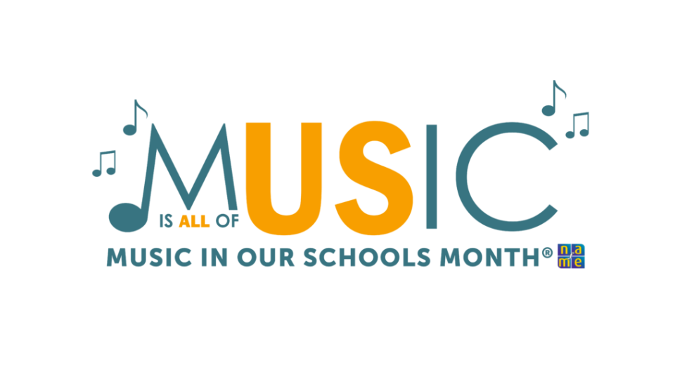 Words spelling out music in our schools month