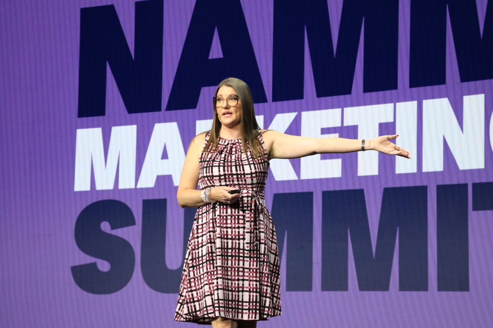 a speaker presents at the namm marketing summit