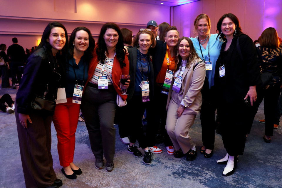 a group of ladies network at the women of namm reception