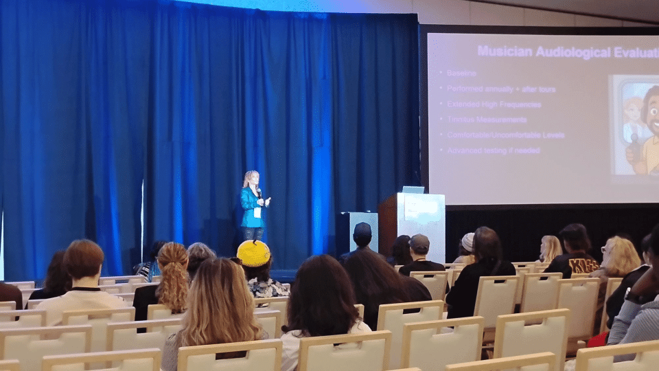 dr heche teaches musicians about healthy hearing at the namm show