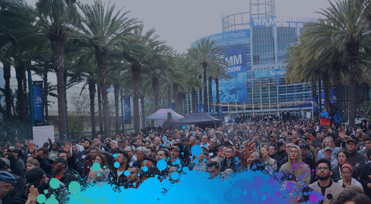 Crowd in front of the Anaheim Convention Center