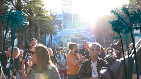 People Walking Outside The NAMM Show