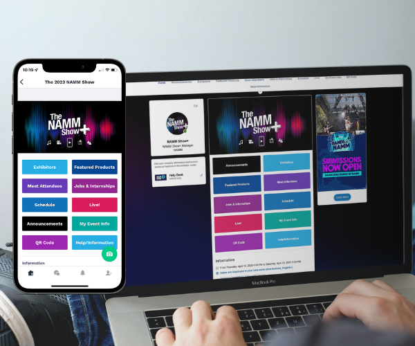 NAMM Show plus on mobile and desktop