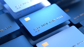 blue shiny credit card 