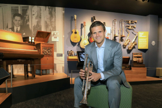 JOHN MLYNCZAK with his trumpet