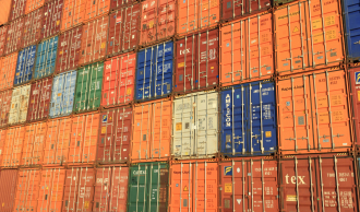 box containers on a ship